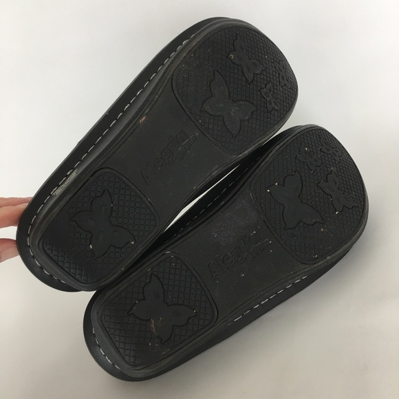 Alegria Paloma Floral Rose Embossed Mary Jane Shoes Black Leather Women’s Size 7 - Picture 10 of 13